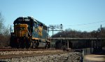 Now running long hood forward, lite engine CSX 6445, train L20505, heads east to Gladstone, VA.